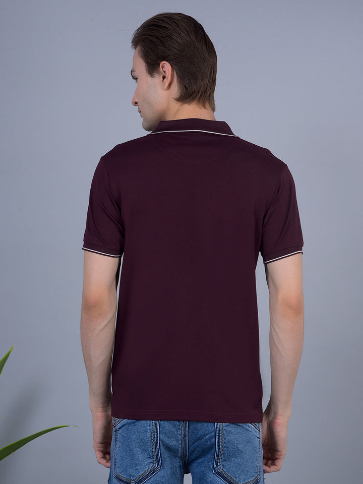 cobb wine printed polo neck t-shirt