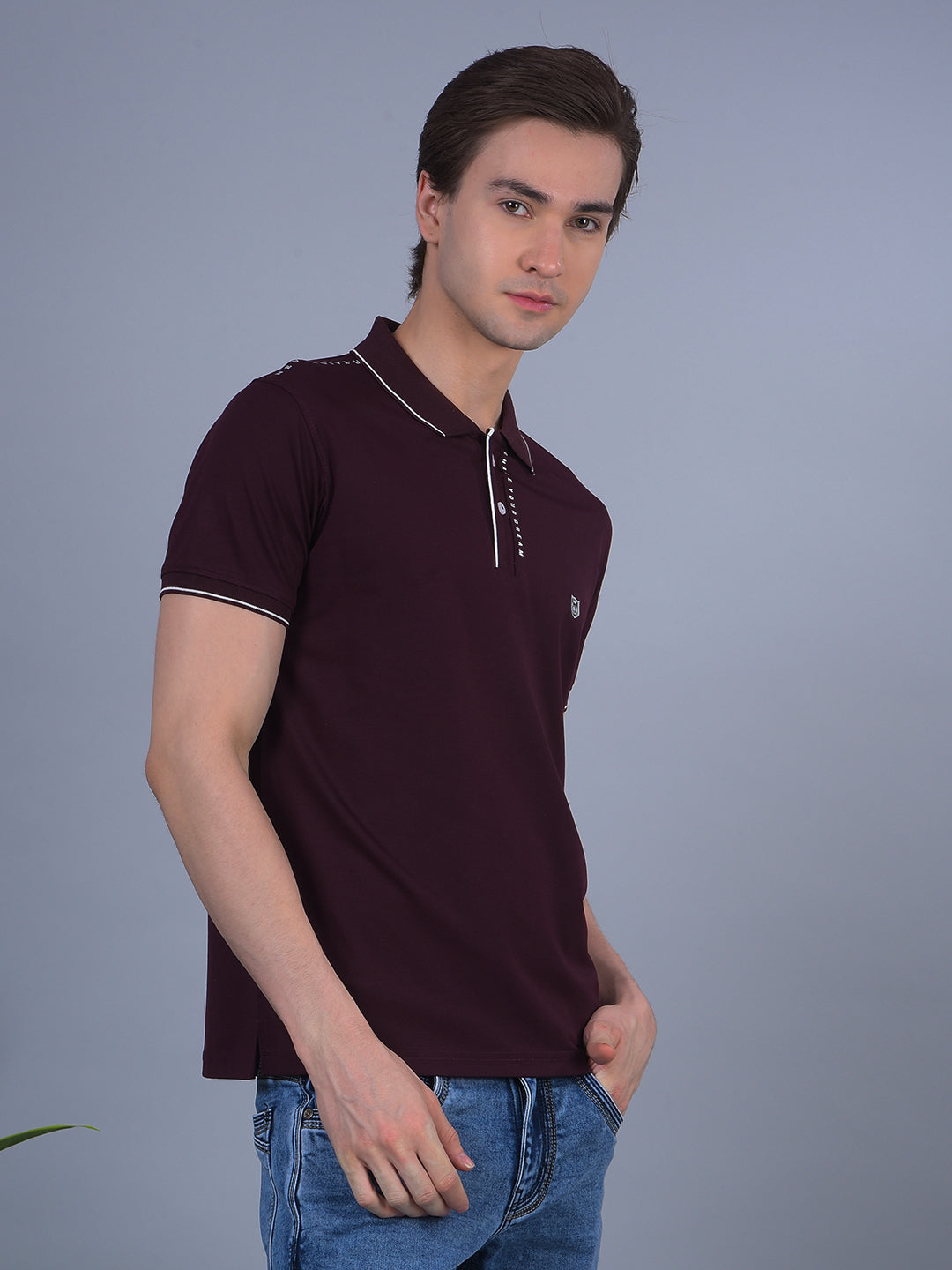 COBB WINE PRINTED POLO NECK T-SHIRT