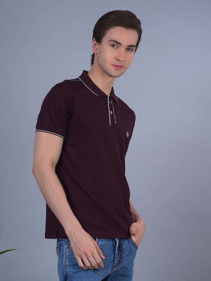 COBB WINE PRINTED POLO NECK T-SHIRT