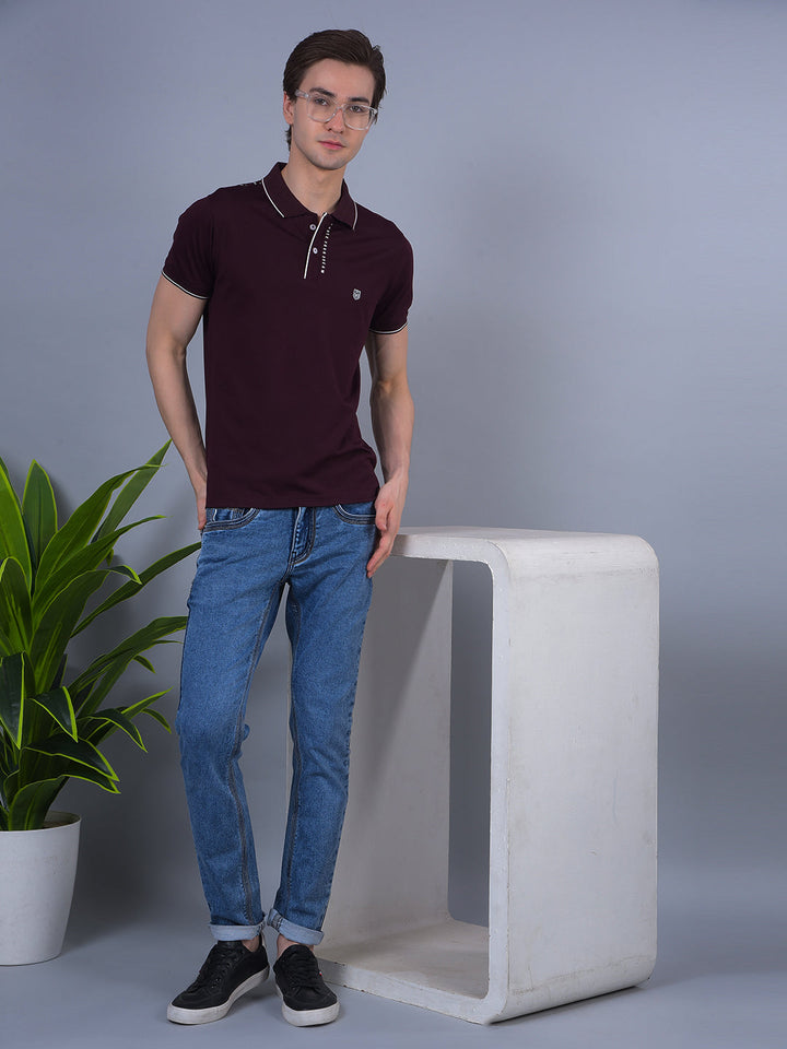 COBB WINE PRINTED POLO NECK T-SHIRT
