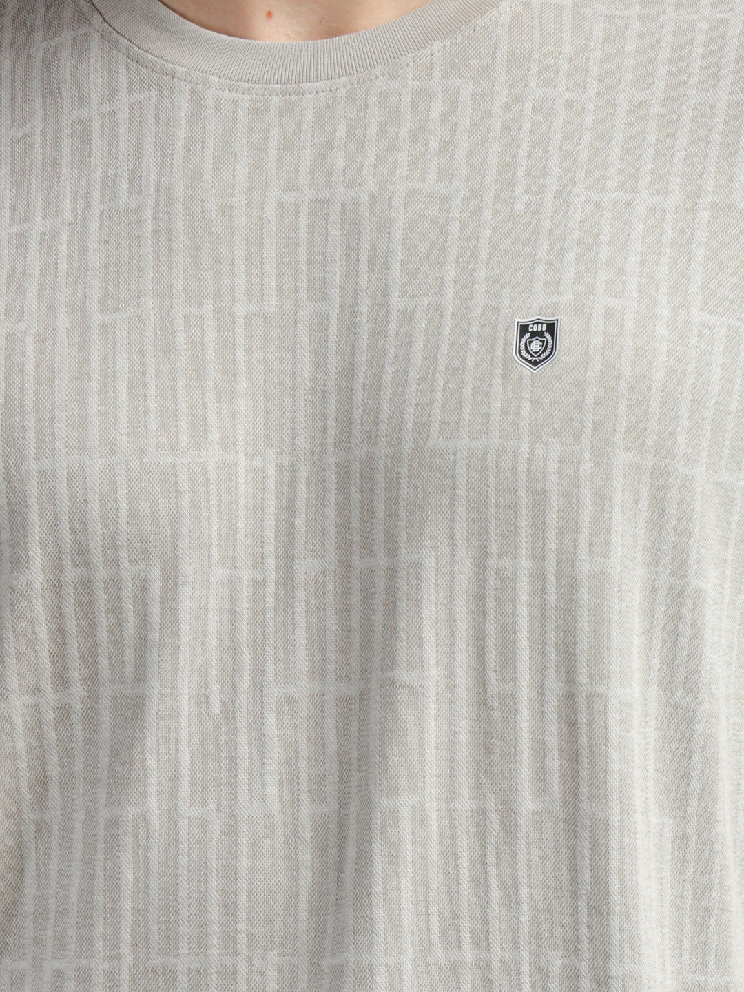 cobb cement grey self-design round neck t-shirt