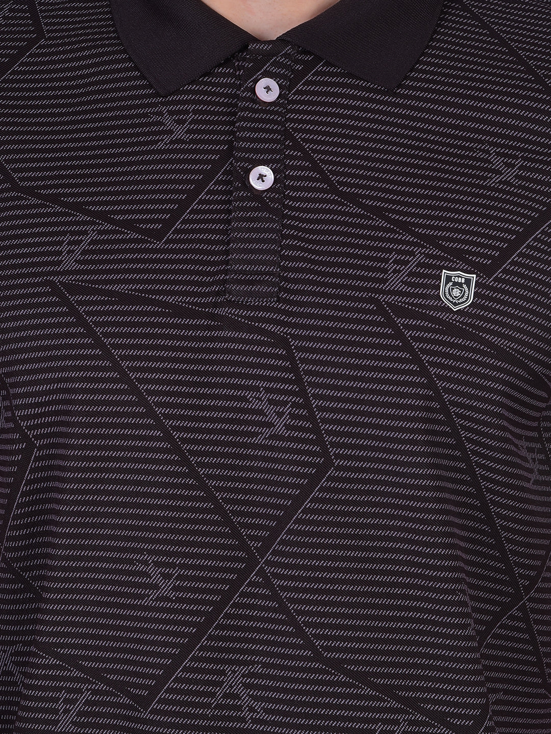 cobb brown printed polo neck t-shirt