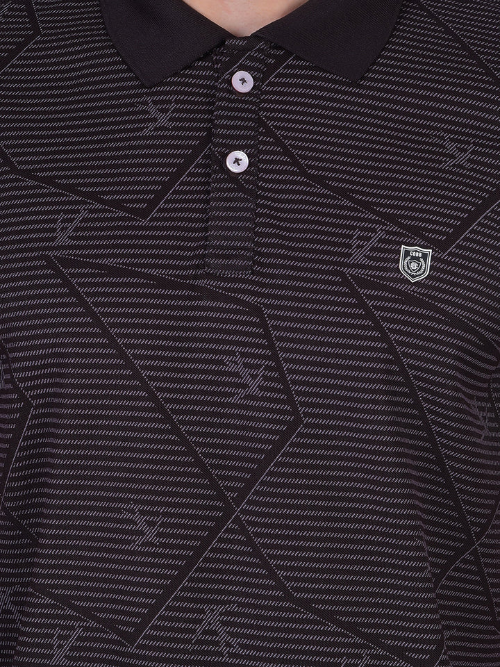 cobb brown printed polo neck t-shirt