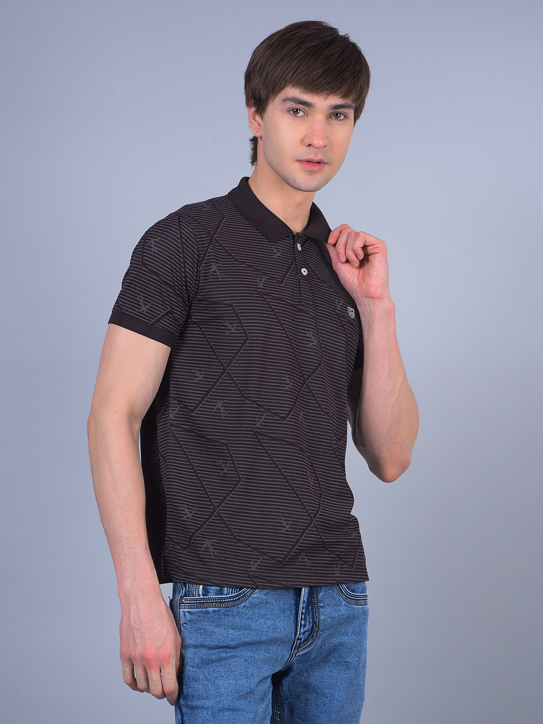 COBB BROWN PRINTED POLO NECK T-SHIRT