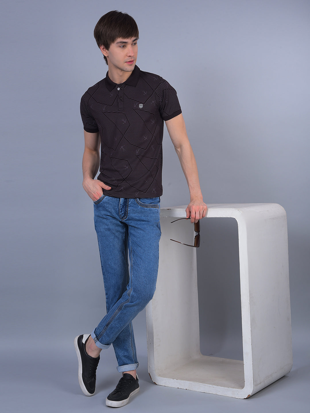 COBB BROWN PRINTED POLO NECK T-SHIRT