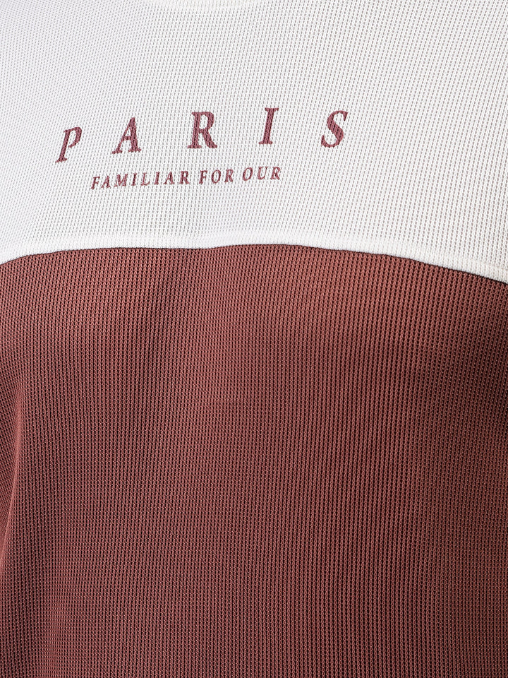 cobb merlot red color-block round neck t-shirt
