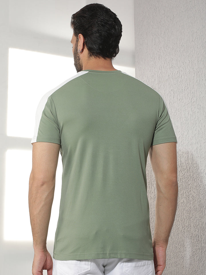 cobb pista green printed round neck t-shirt