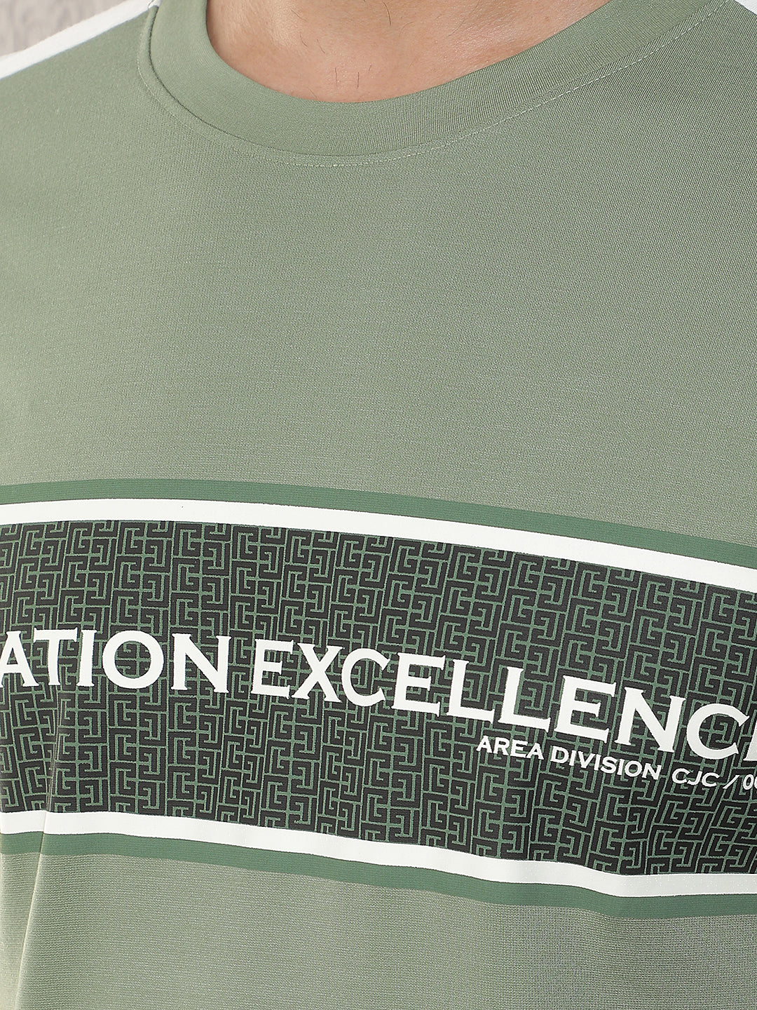 COBB PISTA GREEN PRINTED ROUND NECK T-SHIRT