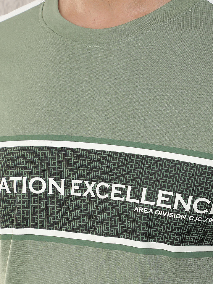 COBB PISTA GREEN PRINTED ROUND NECK T-SHIRT