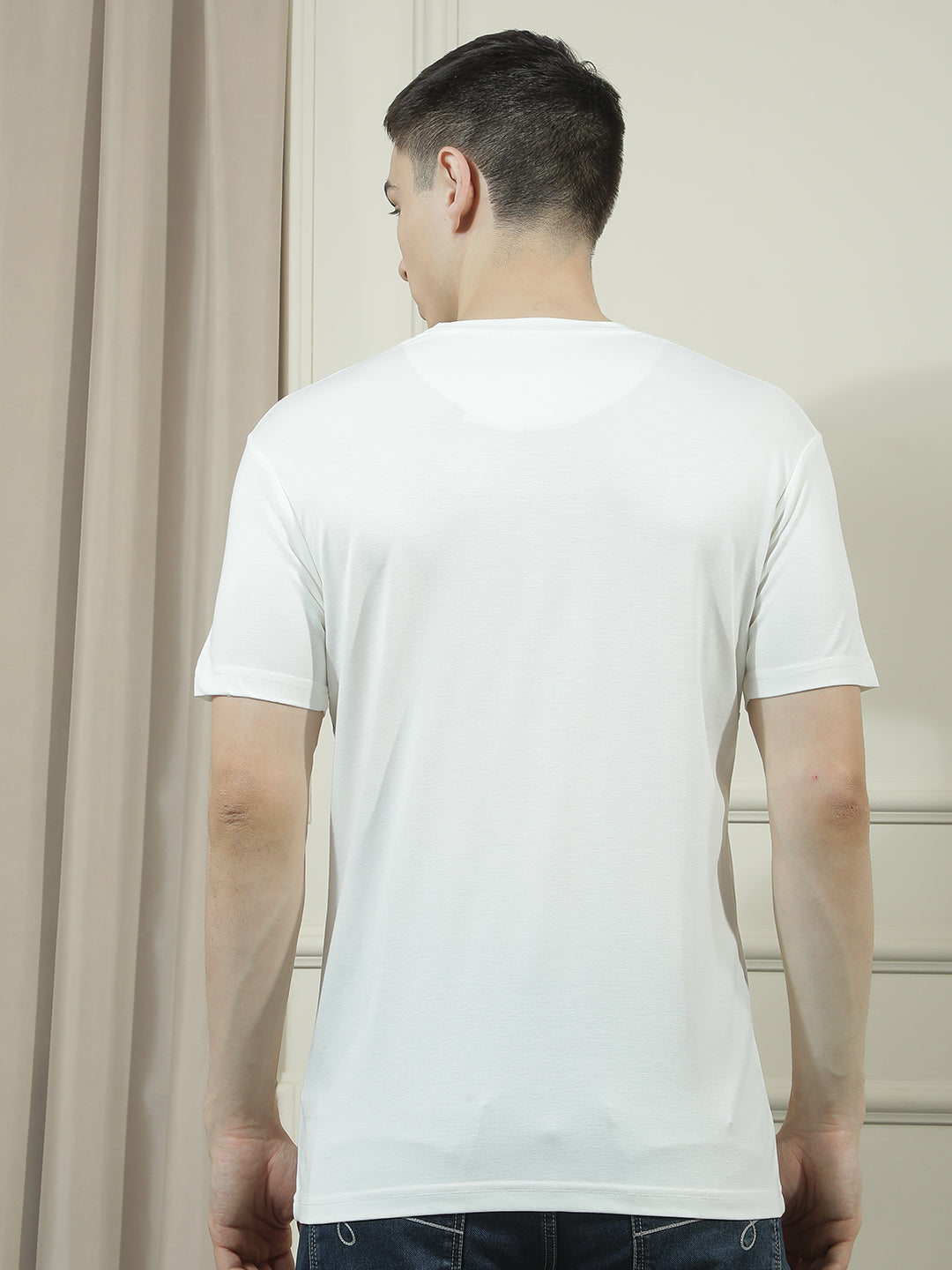 cobb white striped round neck t-shirt