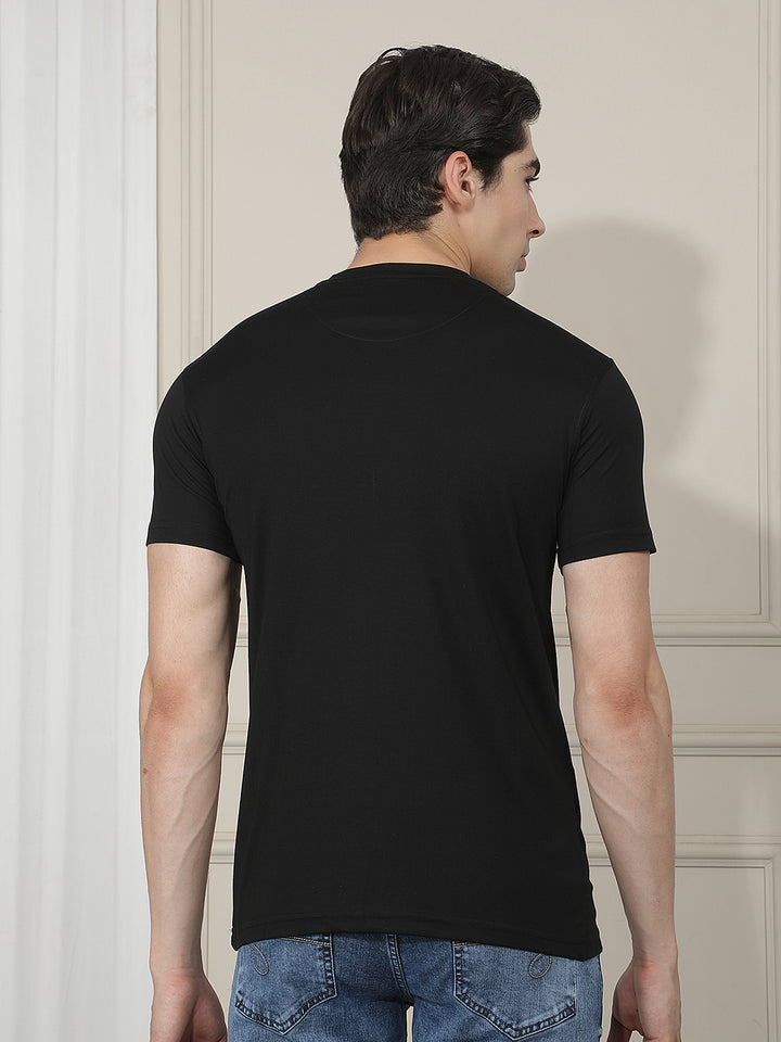 black printed round tees