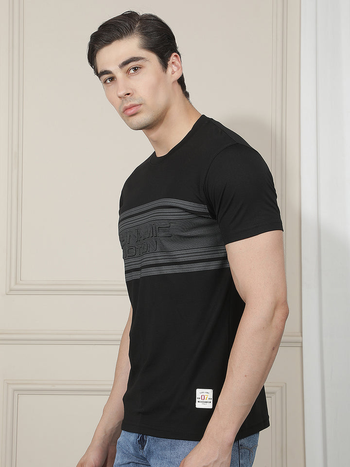 BLACK PRINTED ROUND TEES