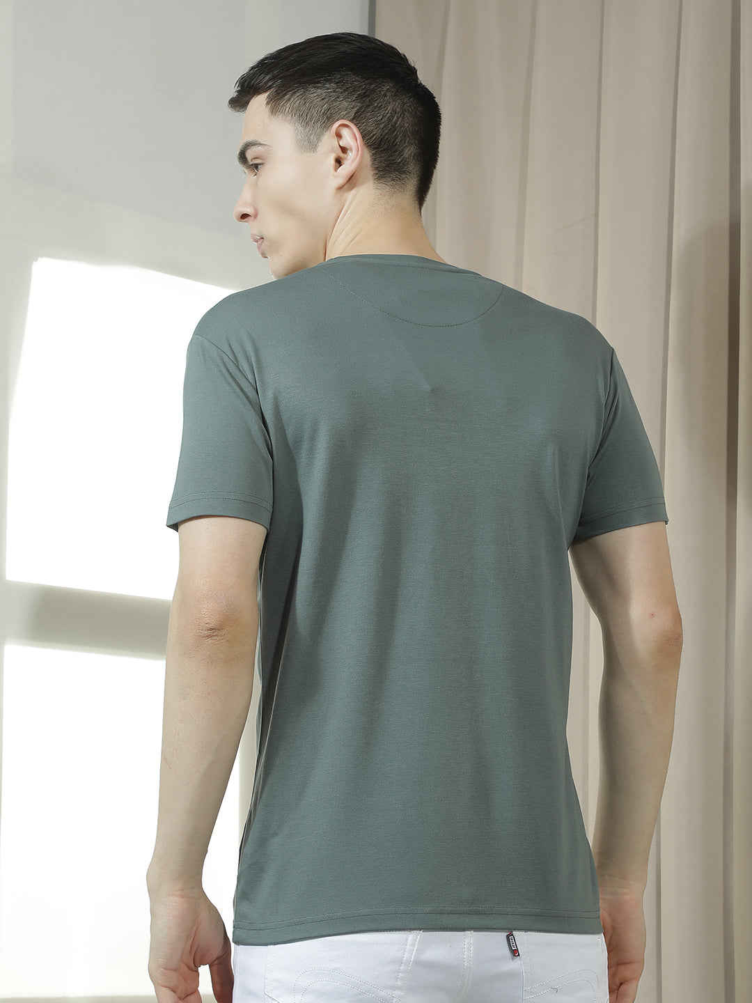 cobb olive printed round neck t-shirt