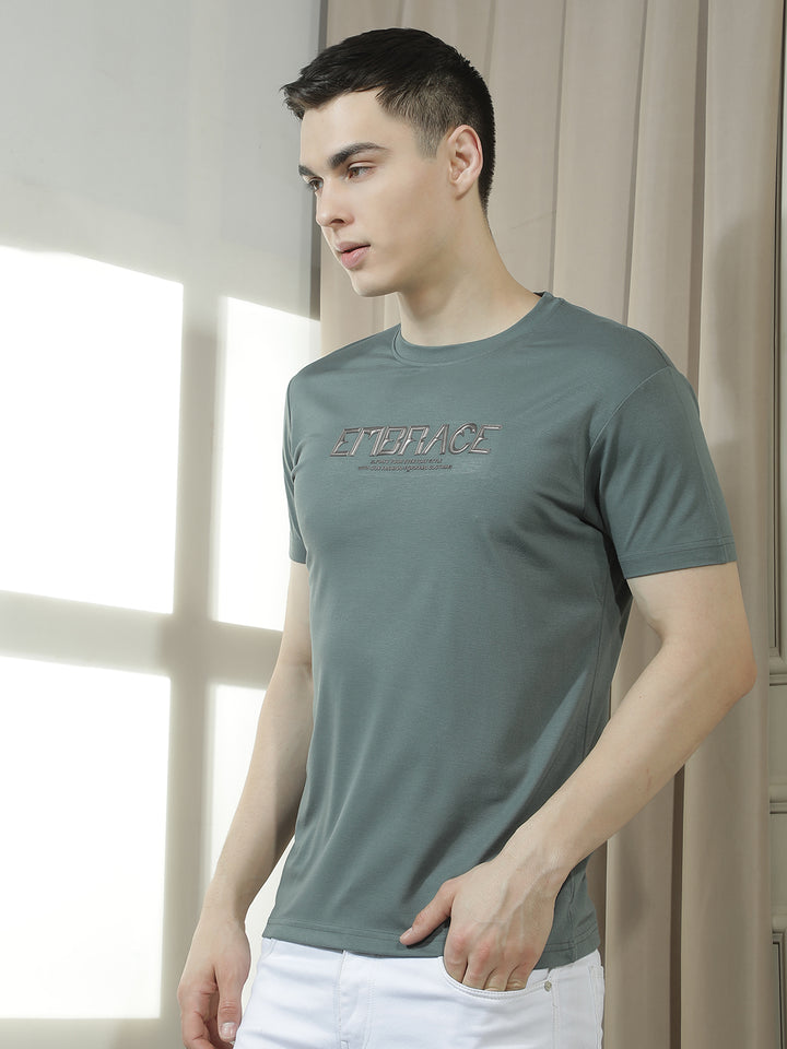 cobb olive printed round neck t-shirt