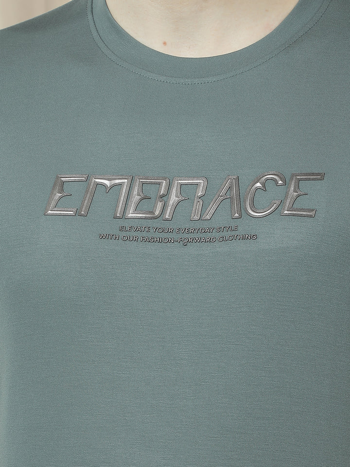 COBB OLIVE PRINTED ROUND NECK T-SHIRT