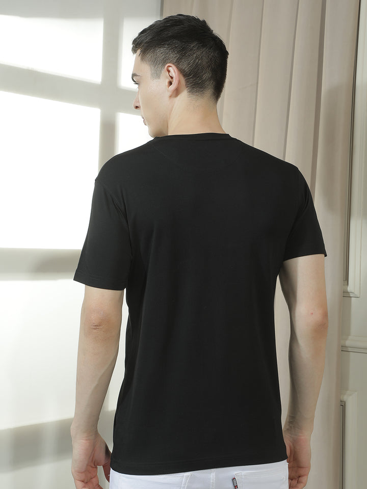 cobb black printed round neck t-shirt