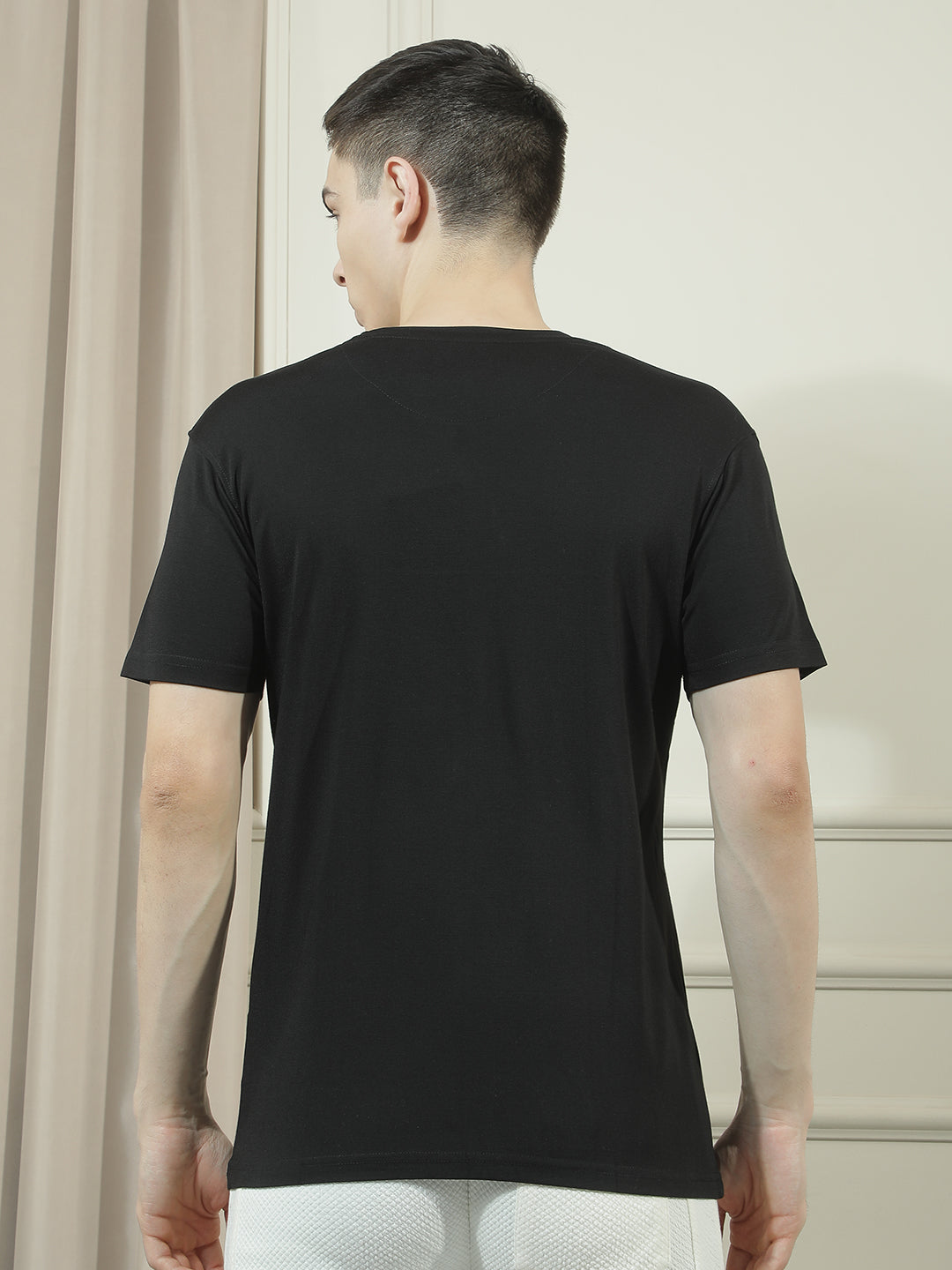 cobb black printed round neck t-shirt