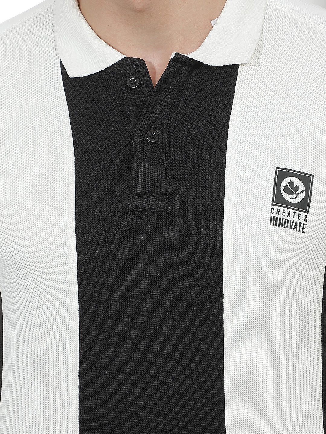 white color-block polo t-shirt