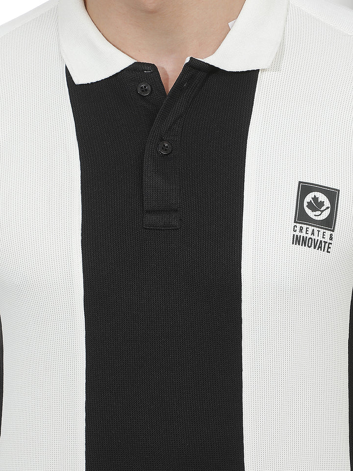white color-block polo t-shirt