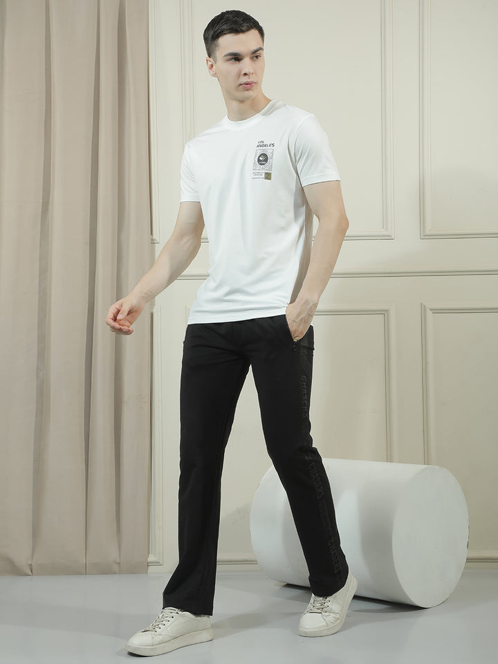 COBB WHITE PRINTED ROUND NECK T-SHIRT