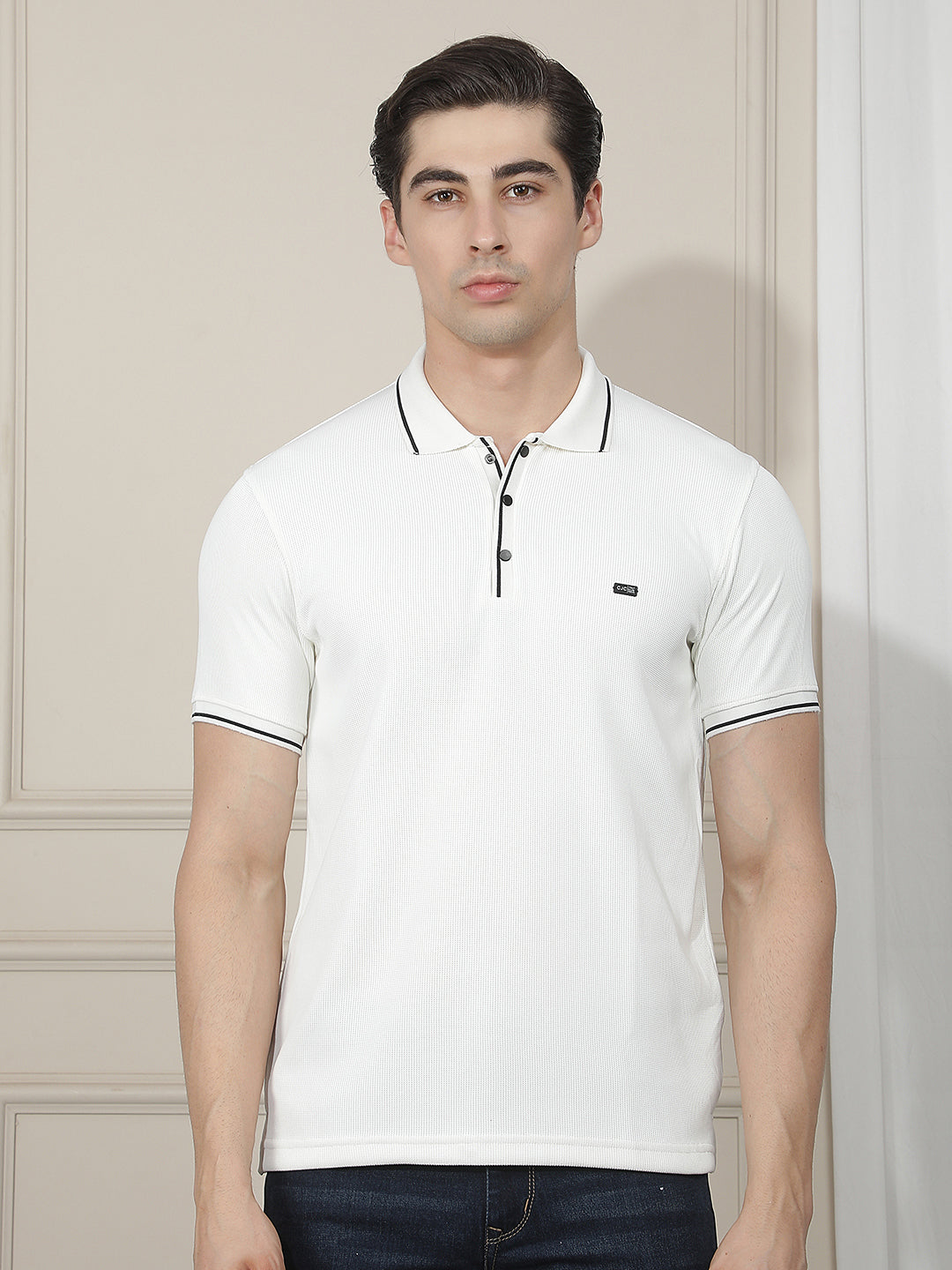 white solid polo t-shirt