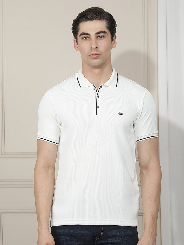 white solid polo t-shirt