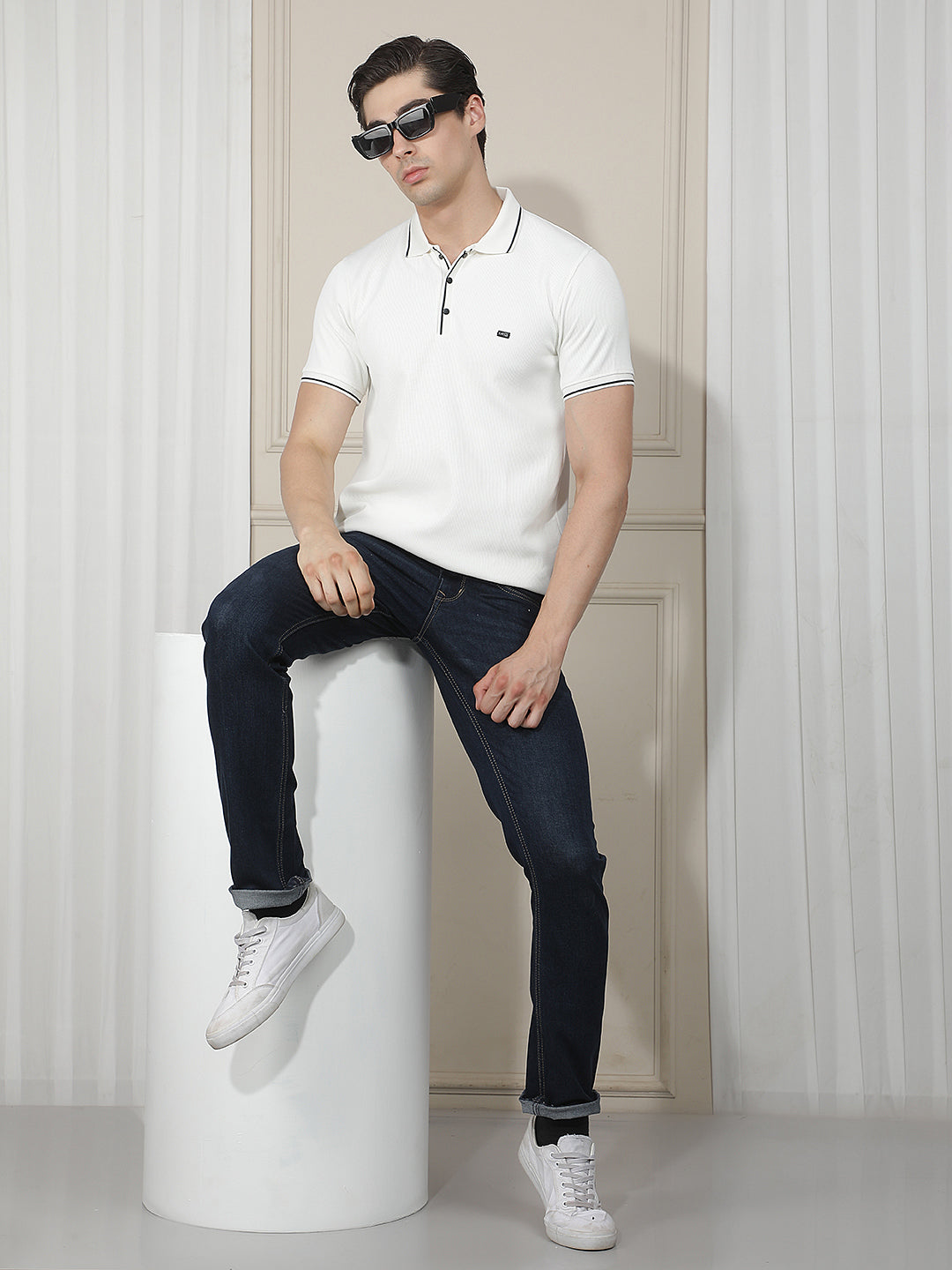 white solid polo t-shirt