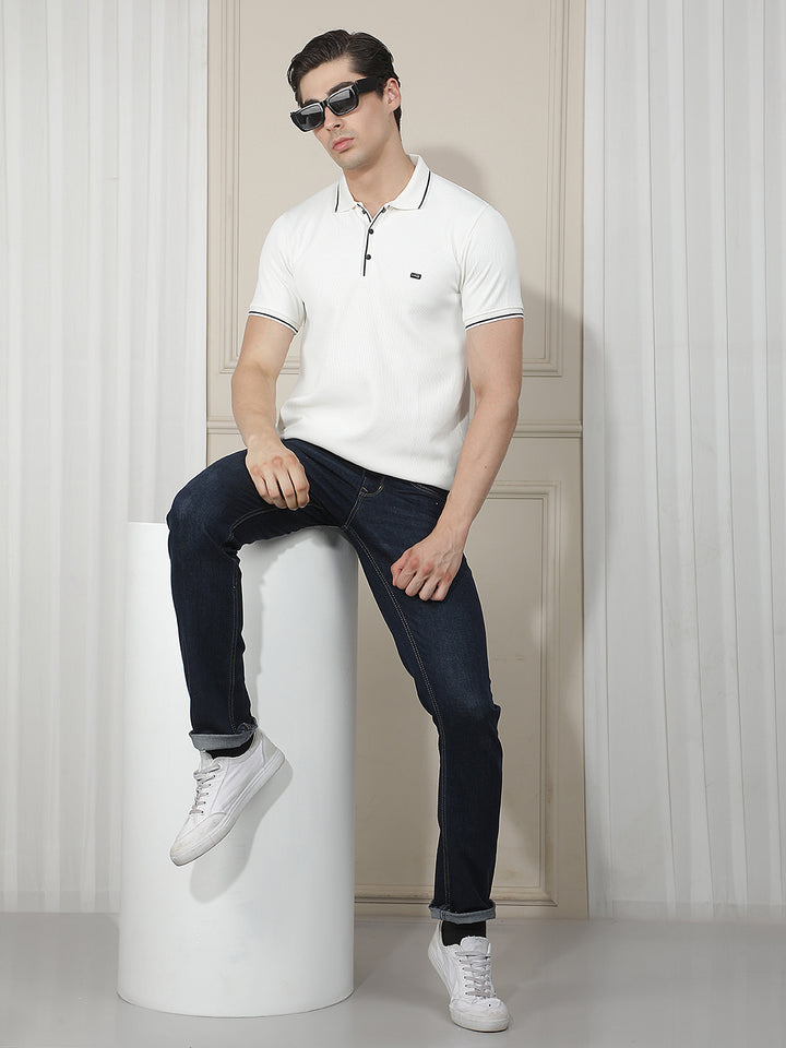 white solid polo t-shirt