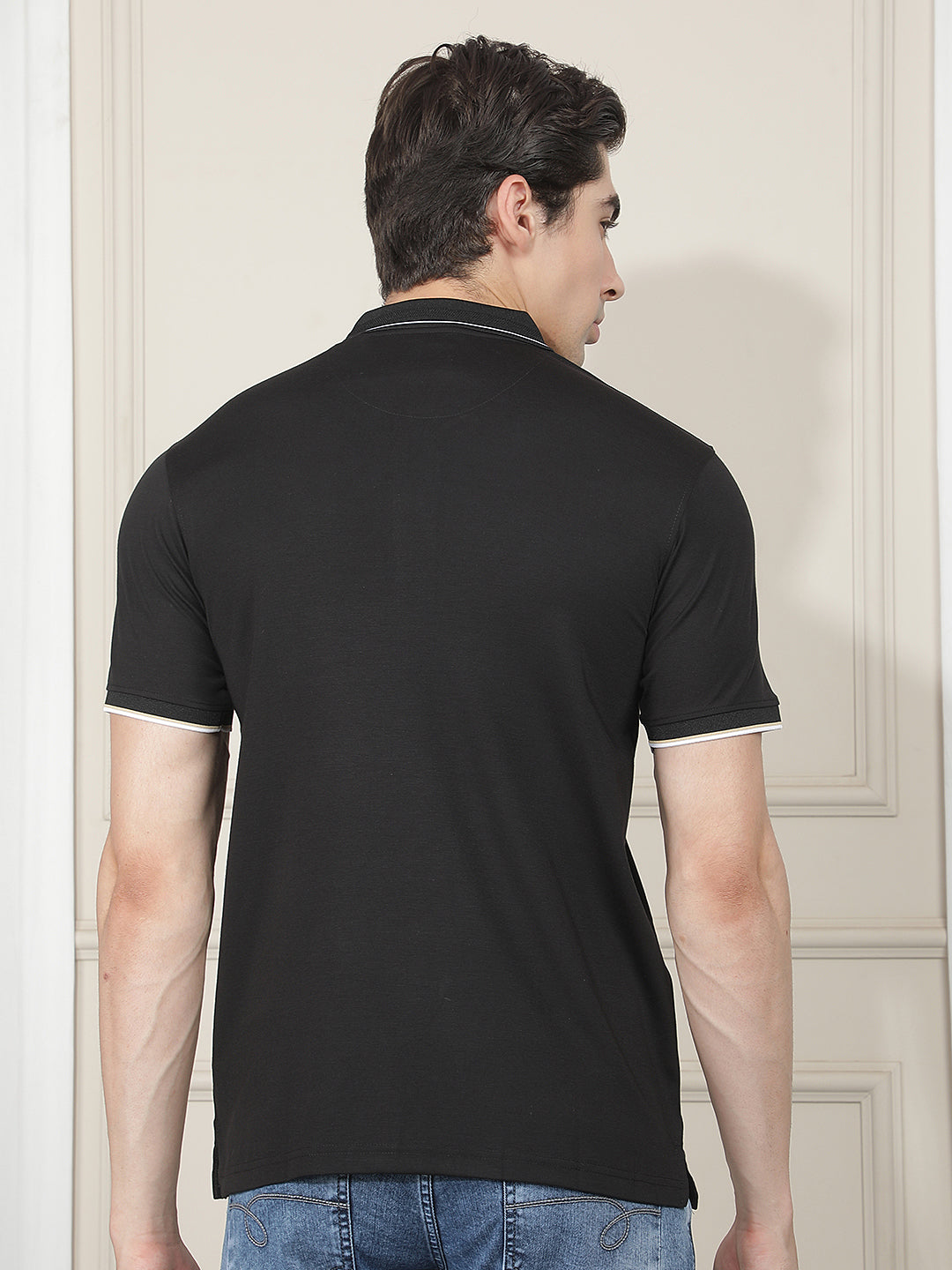 black solid polo t-shirt