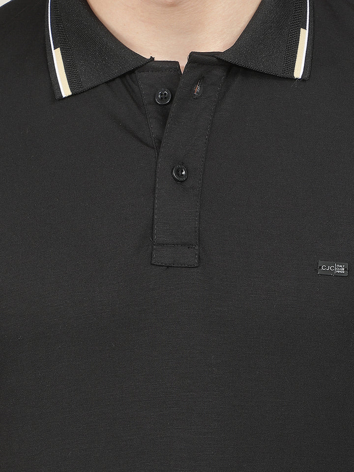 black solid polo t-shirt