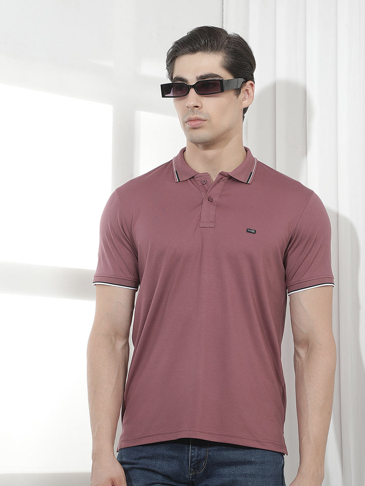 PLUM SOLID POLO T-SHIRT