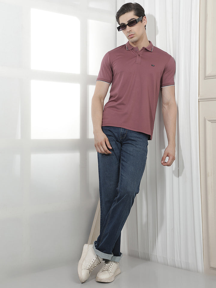 PLUM SOLID POLO T-SHIRT