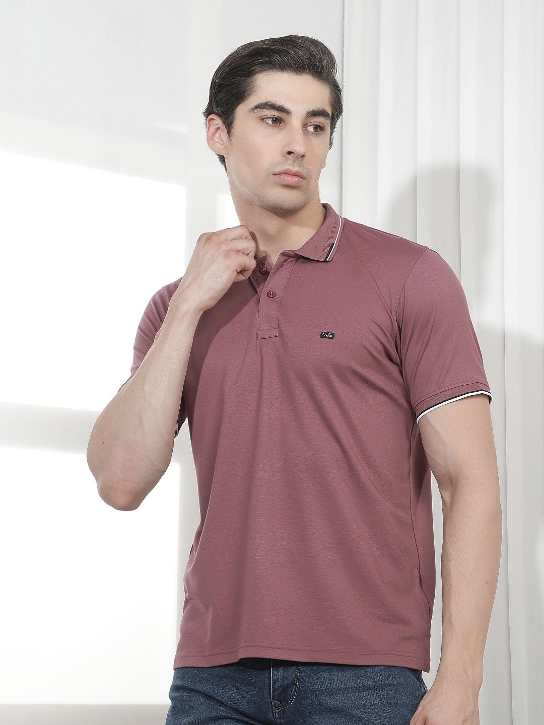 PLUM SOLID POLO T-SHIRT