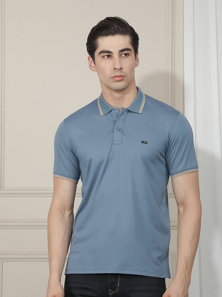 AIRFORCE BLUE SOLID POLO T-SHIRT