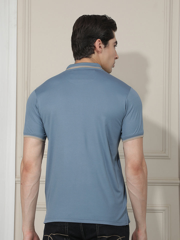 AIRFORCE BLUE SOLID POLO T-SHIRT