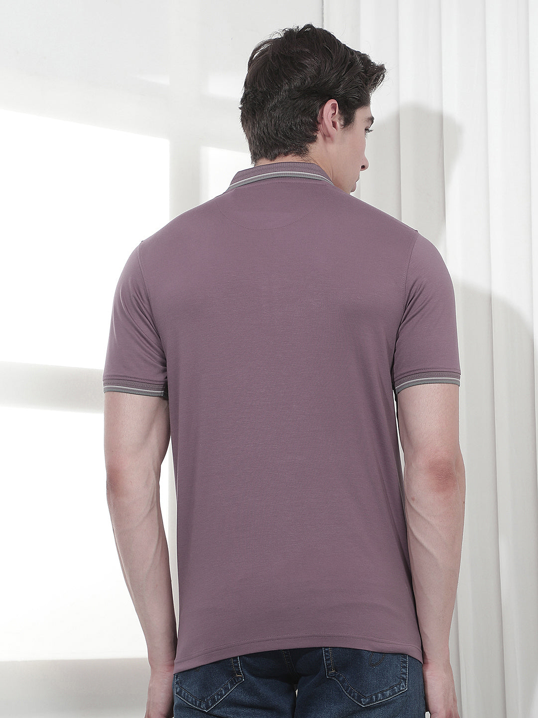 MAUVE SOLID POLO T-SHIRT