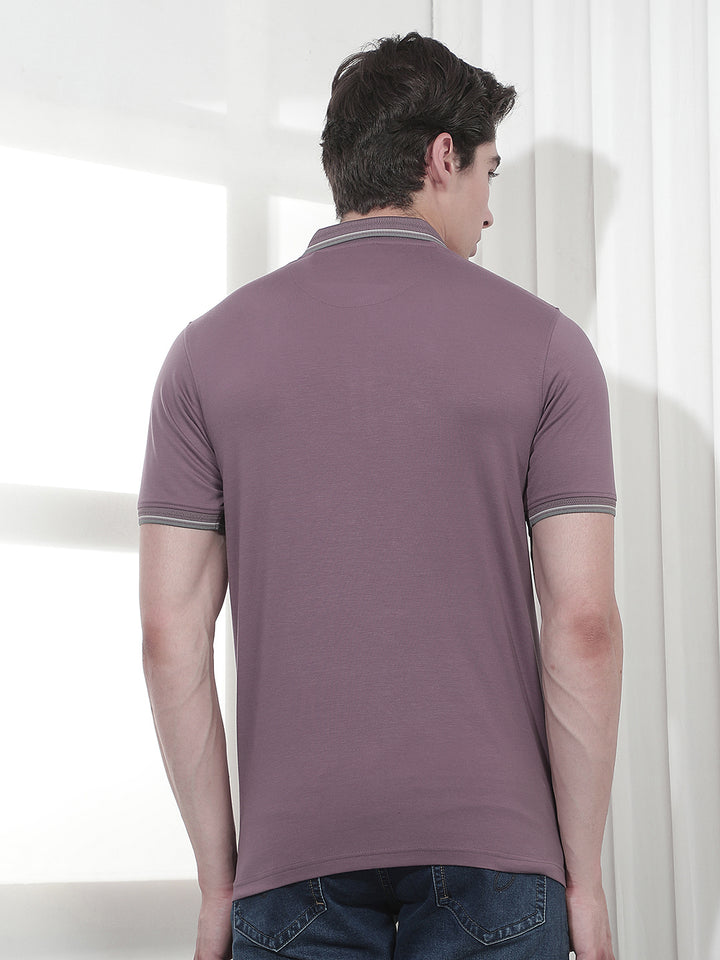 MAUVE SOLID POLO T-SHIRT