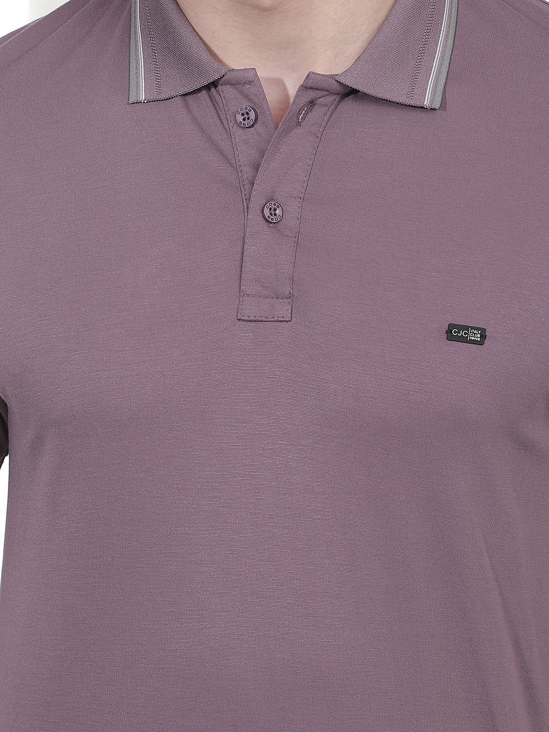 MAUVE SOLID POLO T-SHIRT
