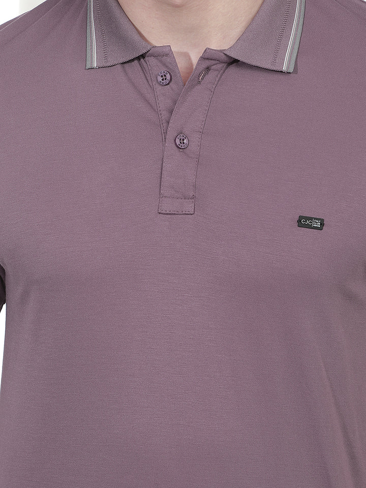 MAUVE SOLID POLO T-SHIRT