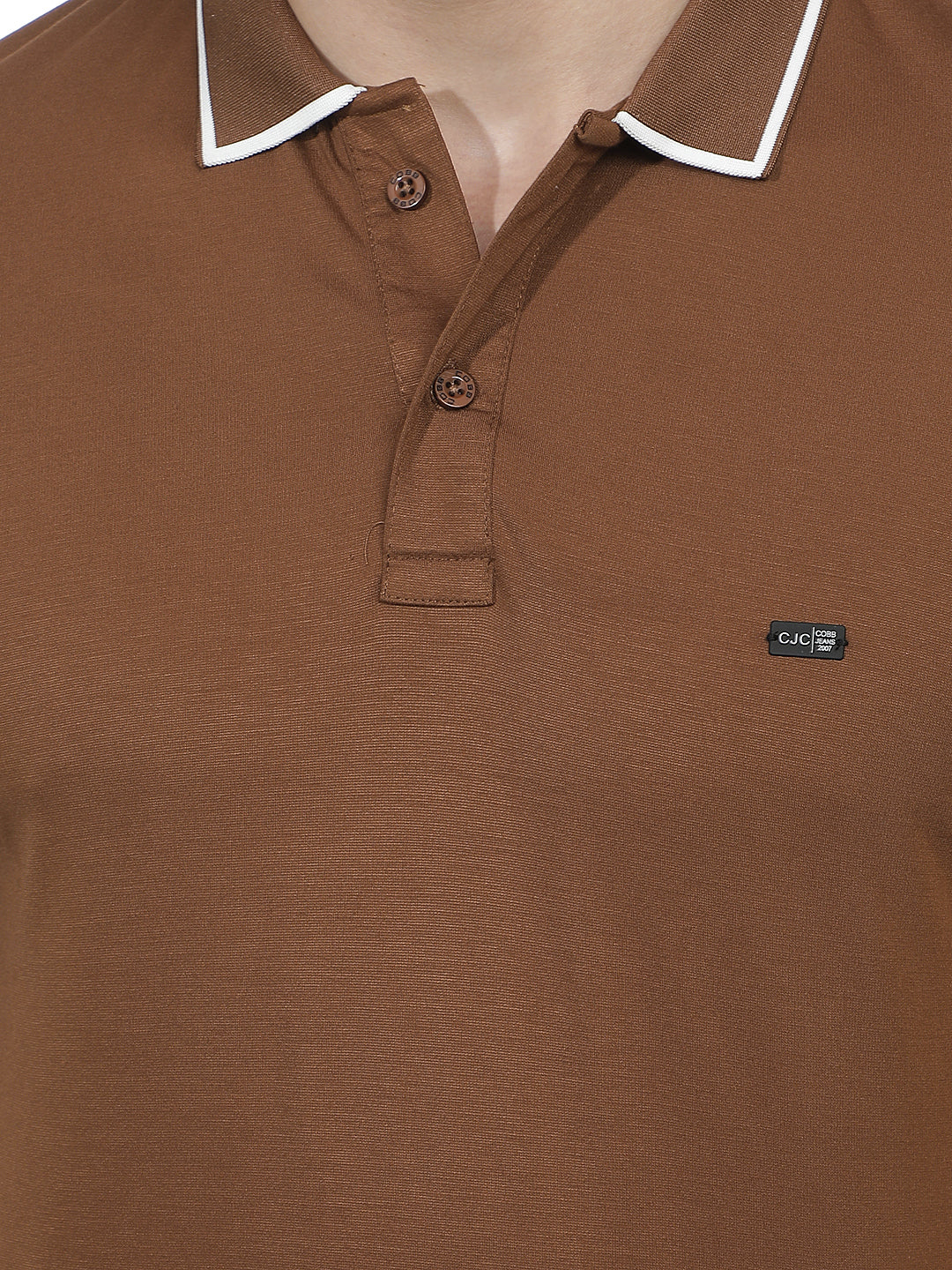 TAN SOLID POLO T-SHIRT