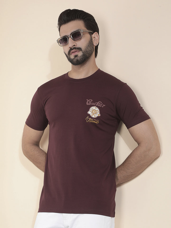 cobb wine printed round neck t-shirt