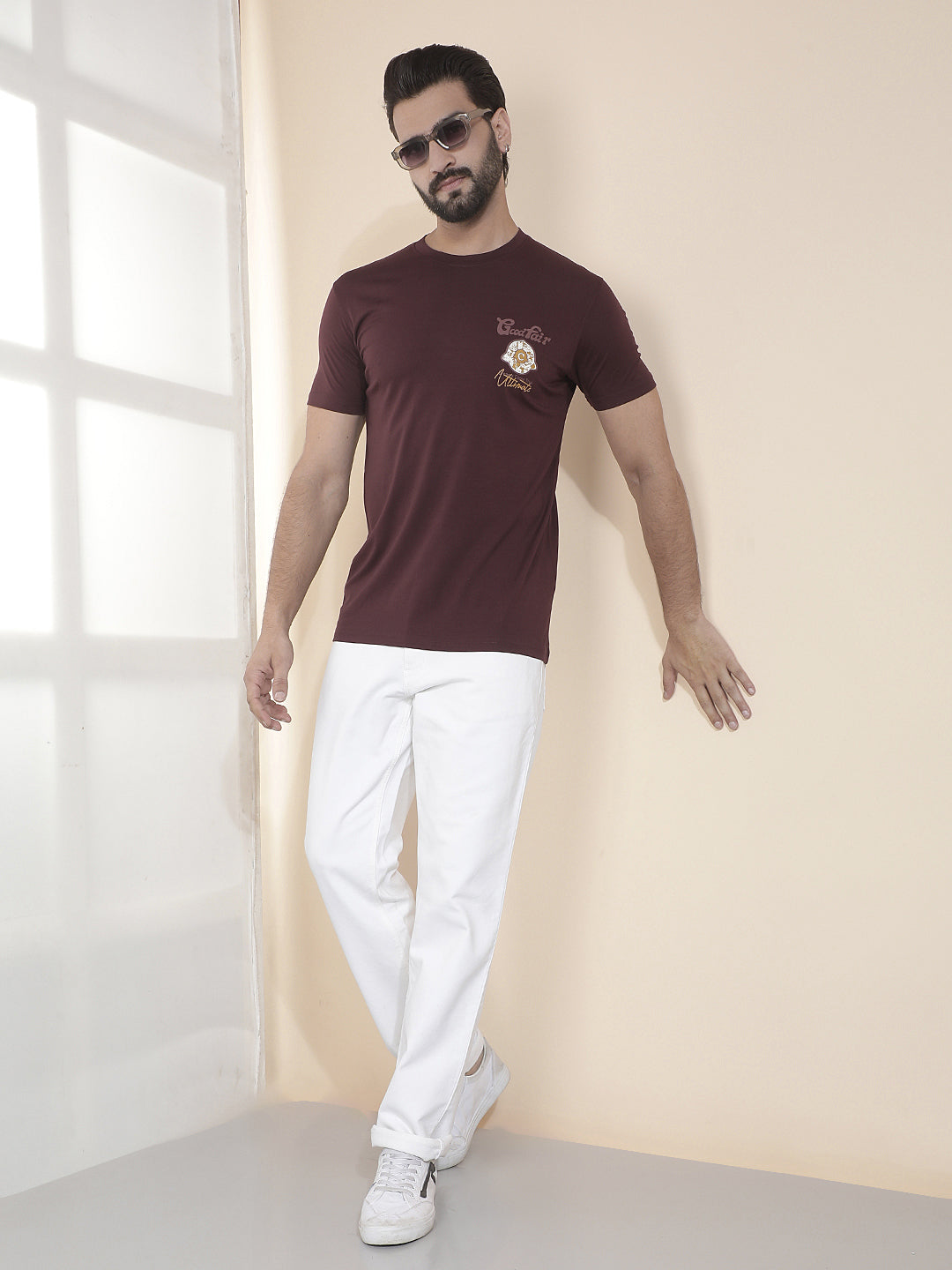 COBB WINE PRINTED ROUND NECK T-SHIRT