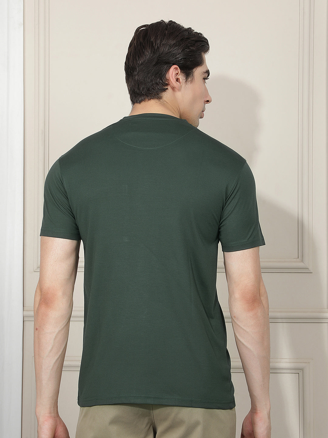 DARK GREEN PRINTED ROUND TEES