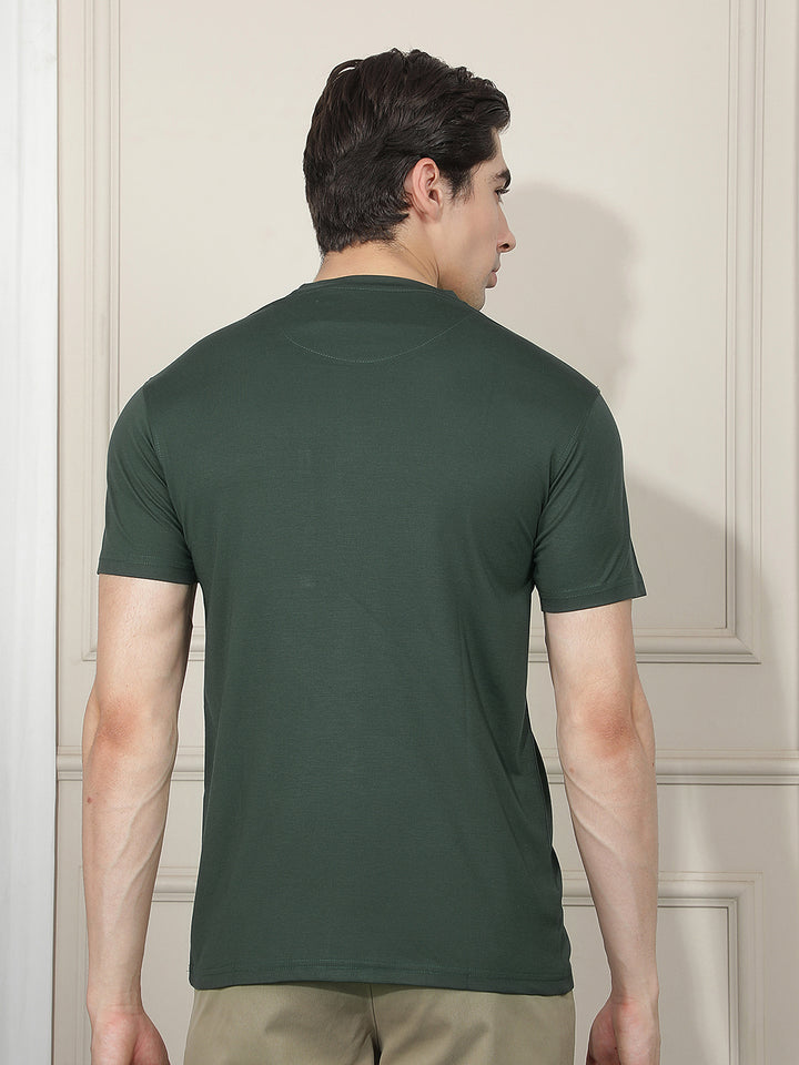 DARK GREEN PRINTED ROUND TEES