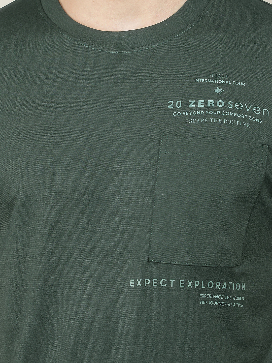 DARK GREEN PRINTED ROUND TEES