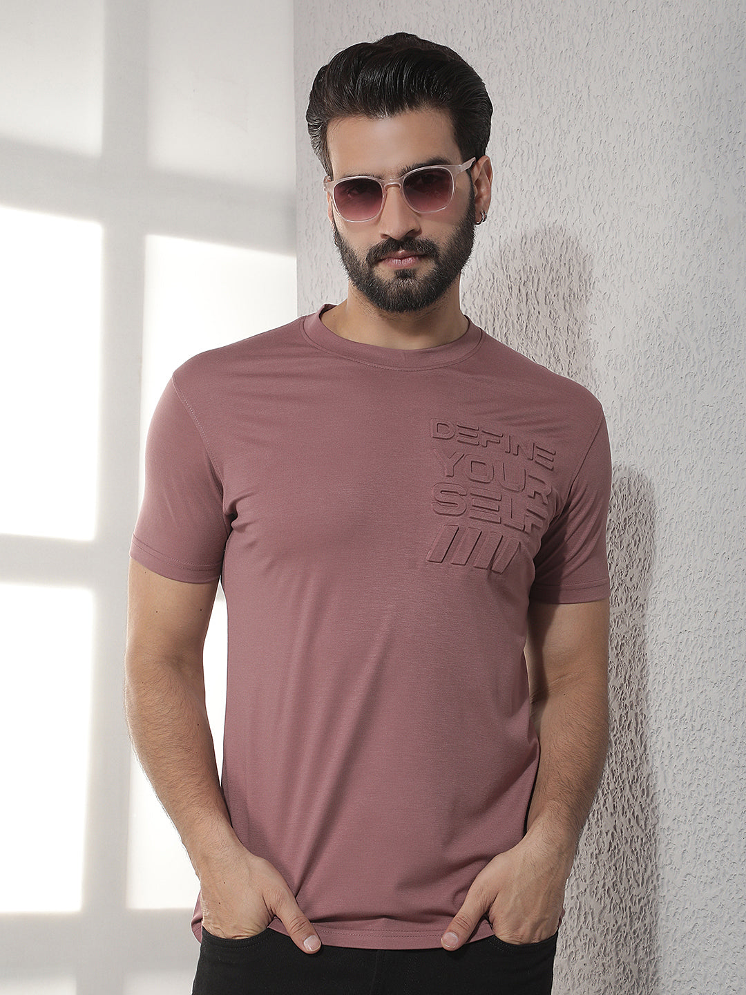 cobb purple solid round neck t-shirt