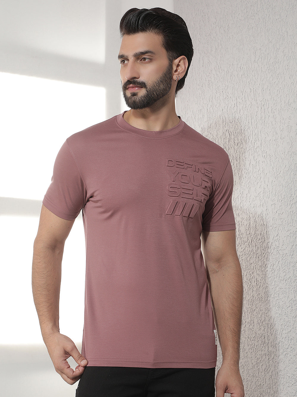 cobb purple solid round neck t-shirt