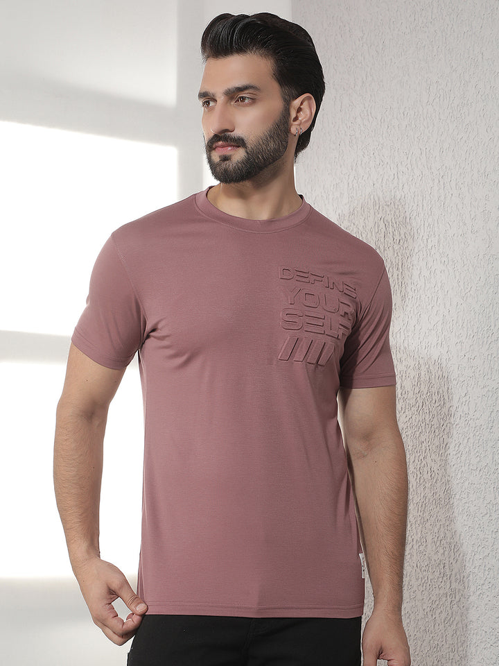 cobb purple solid round neck t-shirt