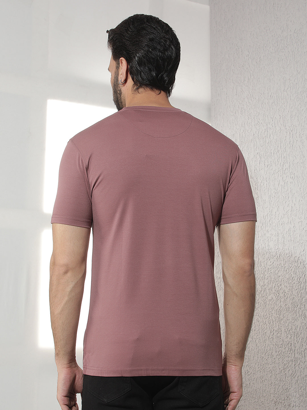 cobb purple solid round neck t-shirt