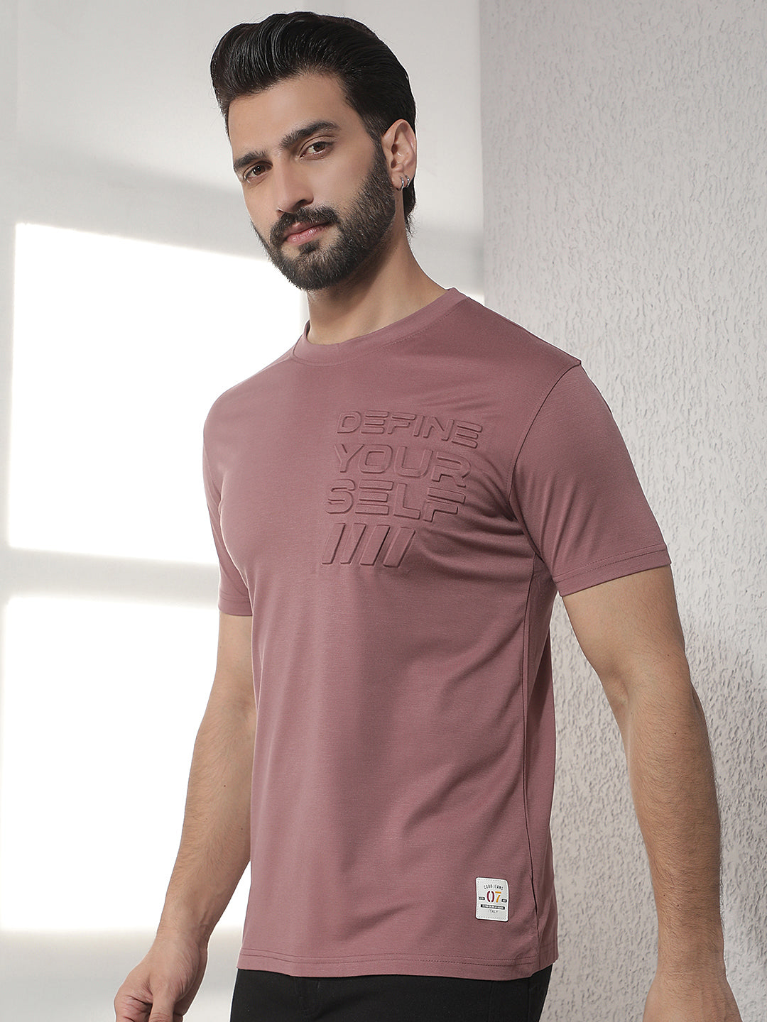 cobb purple solid round neck t-shirt
